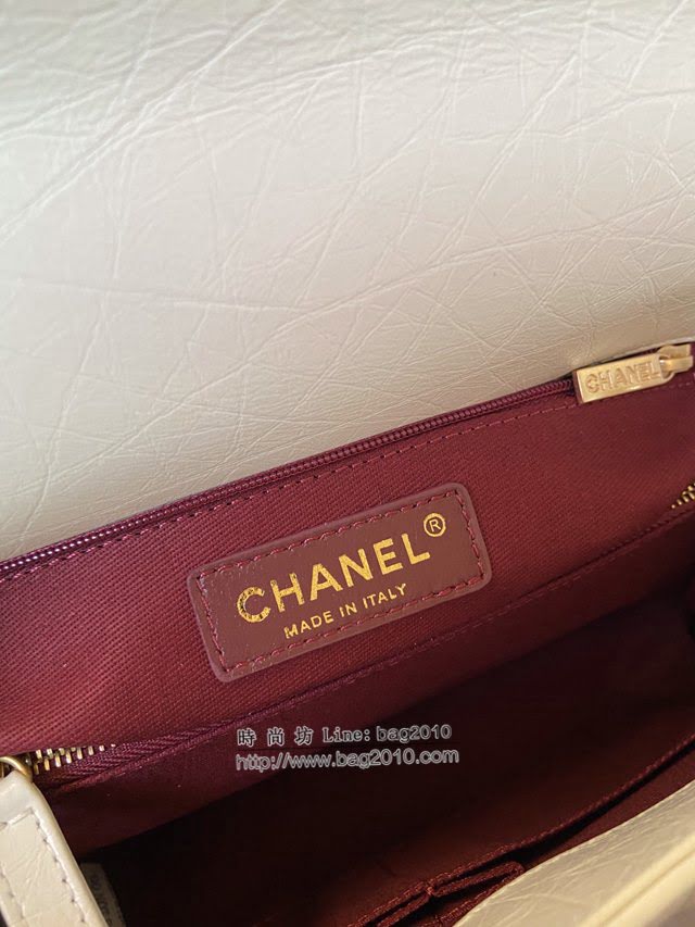 Chanel女包 香奈兒專櫃V格油臘皮配與油臘皮手柄口蓋包 Chanel單肩斜挎手提女包 92991  djc4183